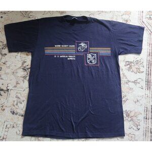 Vtg. Velva Sheen Adult Sz. L Navy Marine Security Guards T Shirt